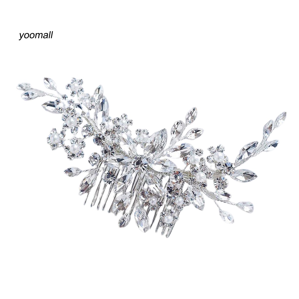 / Yo / Lược Cài Tóc Đính Kim Cương Giả Thủ Công Cho Cô Dâu Trong Tiệc Cưới