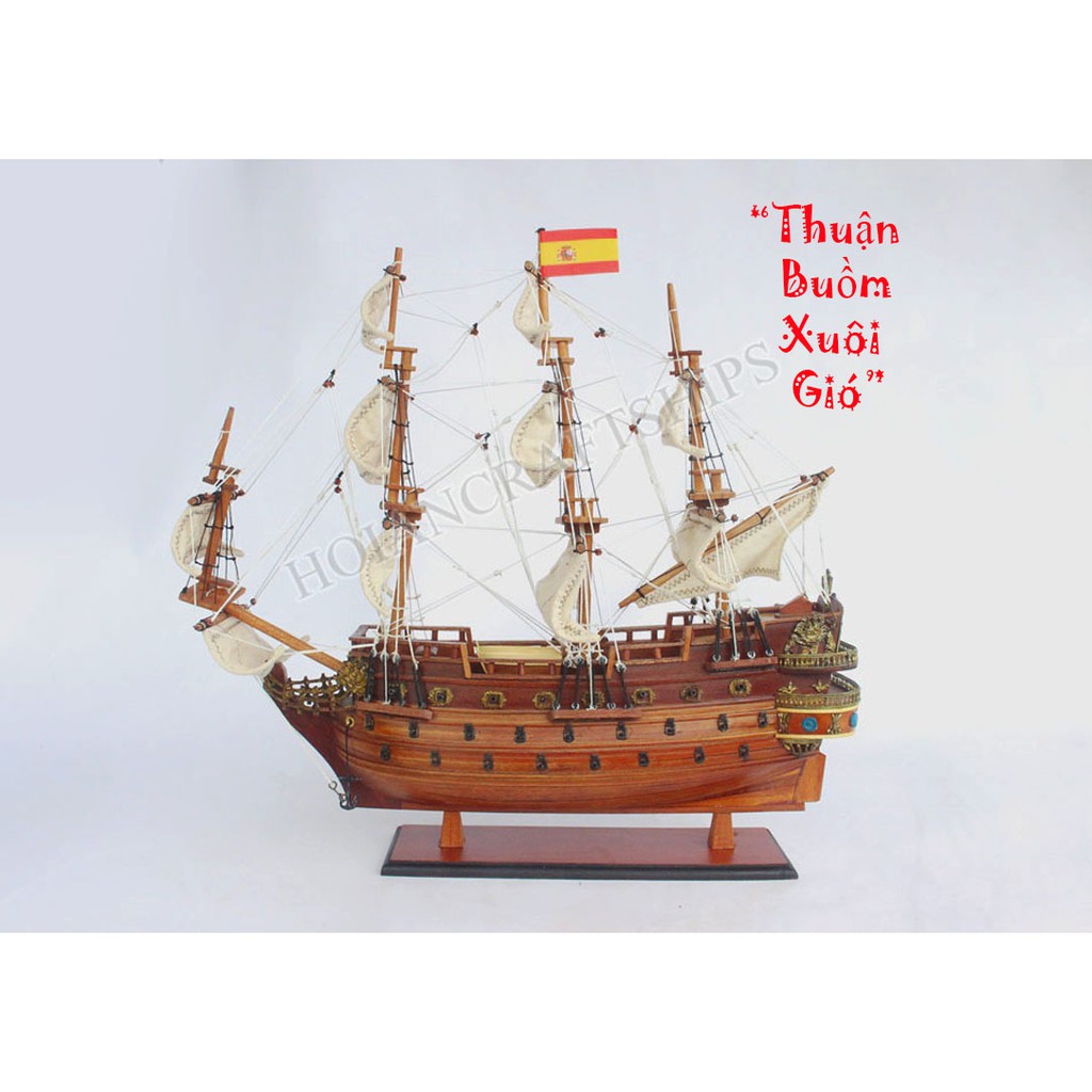 Mô hình thuyền chiến gỗ Sanfelipe (Thân: 40cm)