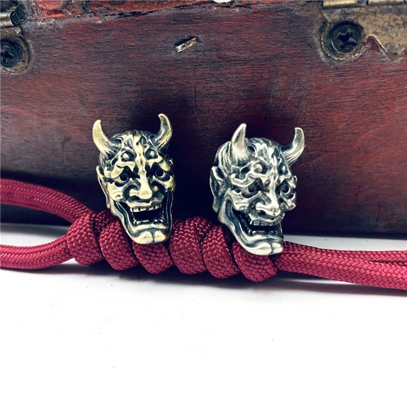 Mặt Dây Chuyền/Móc Chìa Khóa Bằng Đồng Thau Hình Mặt Nạ Ma Nhật Bản DIY