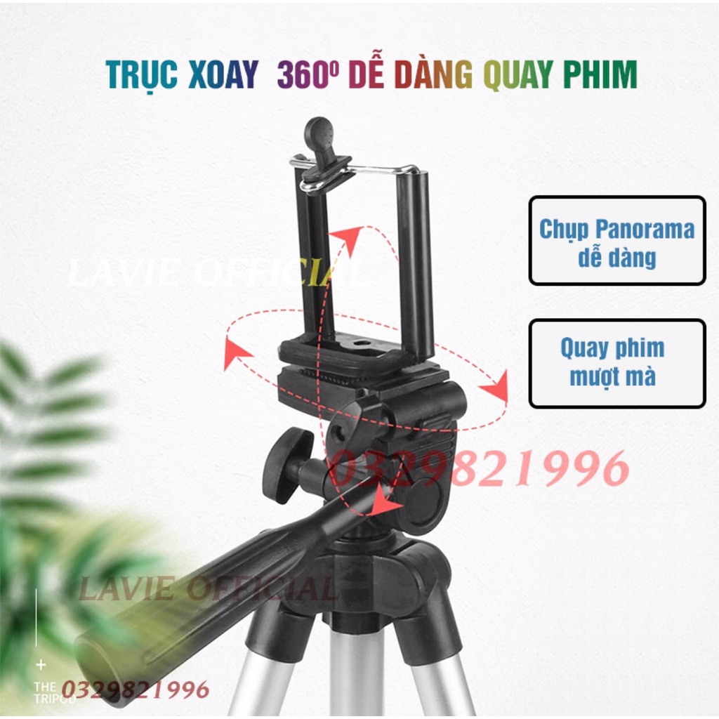 Tripod Điện Thoại Máy Ảnh, Giá đỡ Điện Thoại 3 Chân Để Chụp Hình, Livestream, Quay Phim Điều Chỉnh Xoay 360 Độ Cao 1m5 H