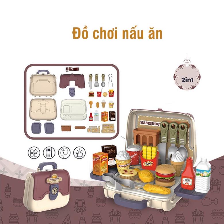 Bộ Đồ Chơi Nấu Ăn Nhà Bếp Vali Nấu Ăn Cho Bé