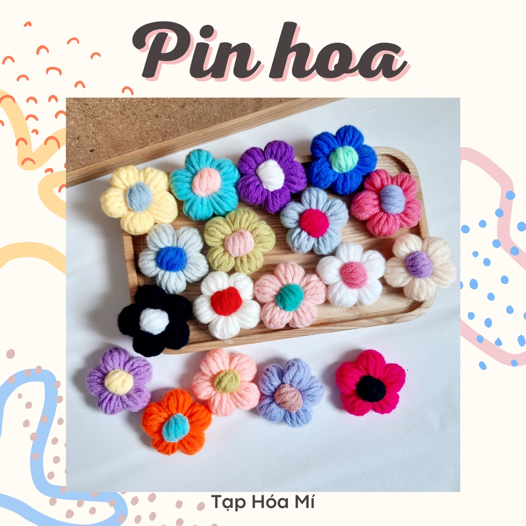 PIN HOA CÀI ÁO/TREO CẶP/CÀI GIÀY LEN HANDMADE