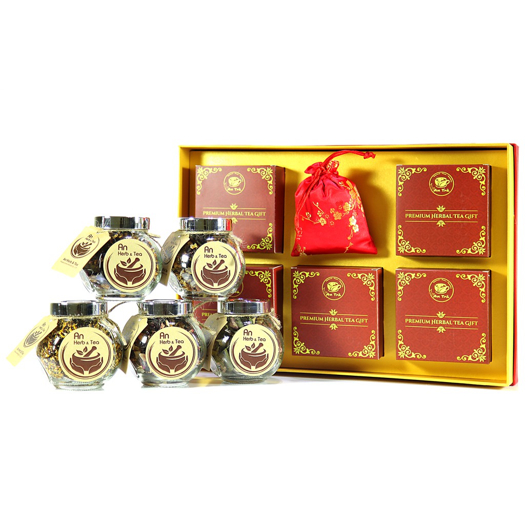 Hộp Quà Trà Thanh Tịnh (Oolong, Hoa hồng, Cúc, Táo đỏ, Cỏ ngọt) + Túi thơm lavender | BigBuy360 - bigbuy360.vn