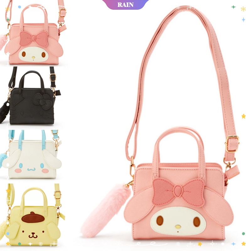 Túi Xách Da PU Hình Sanrio Cinnamoroll My Melody Pom Pom Purin Có Mặt Dây Chuyền Cho Nữ