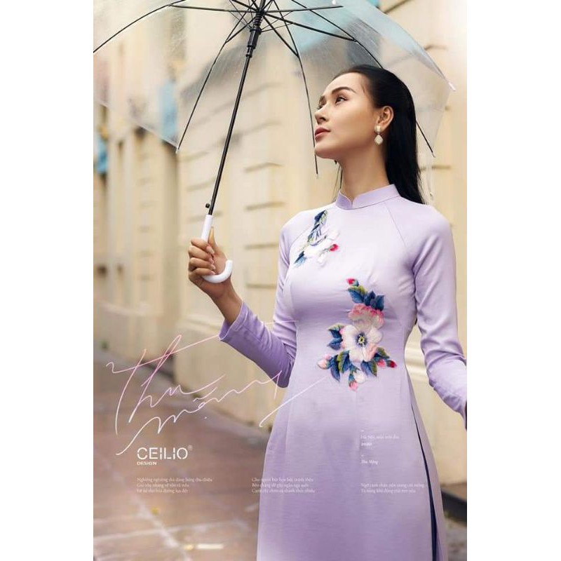 ÁO DÀI THÊU HOA TÂY THI