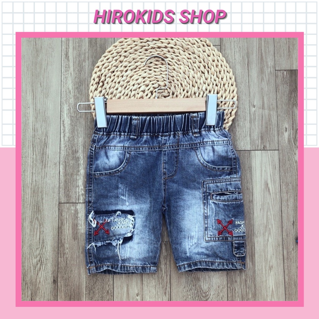 Quần jean lửng lưng thun co giãn wax nhẹ sành điệu cho bé trai (6-20kg) - Hirokids