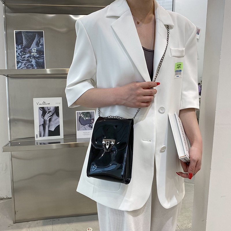 Túi đeo chéo IELGY hình vuông màu kẹo có khóa gài thời trang đường phố cao cấp