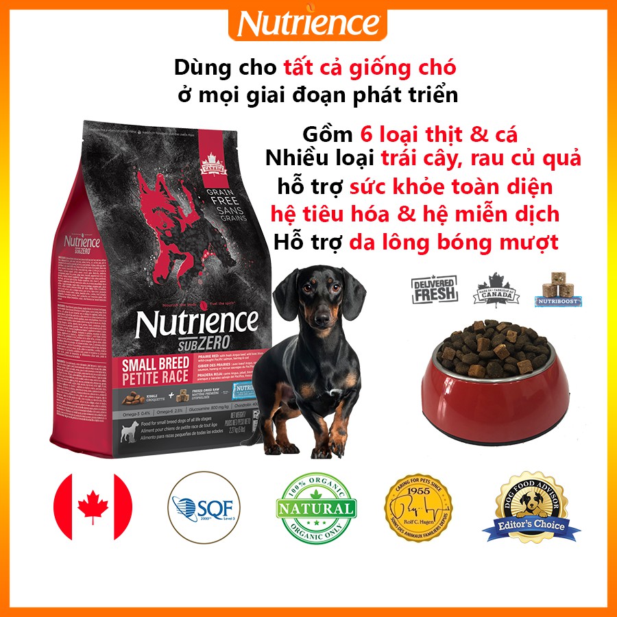 Thức Ăn Cho Chó Hạt Lạp Xưởng Nutrience Subzero Bao 5kg - Thịt Bò, Cá Hồi, Cá Trích, Cá Tuyết, Rau Củ Quả & Trái Cây