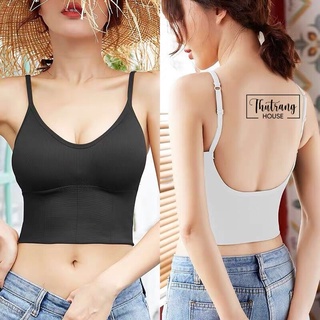 Áo bra tập gym, yoga dáng croptop len tăm hở lưng M02