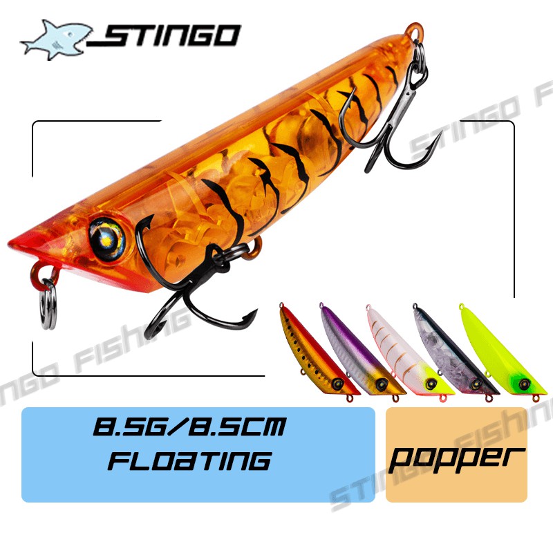 Stingo Popper 8.5cm 8.5g mồi câu cá giả lóc bằng nhựa cứng Fishing Lure