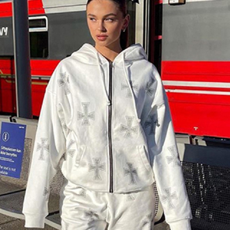 Áo khoác hoodie dáng dài in hình bướm phối khóa kéo phong cách đường phố 90s sành điệu