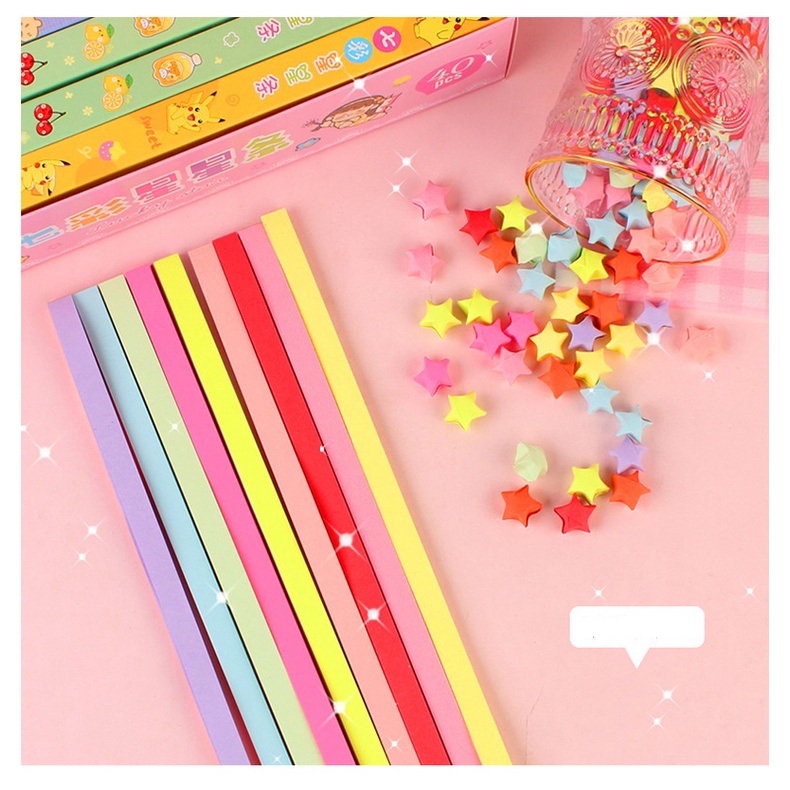 Tệp 40 tờ giấy gấp Origami gấp ngôi sao (10 màu)