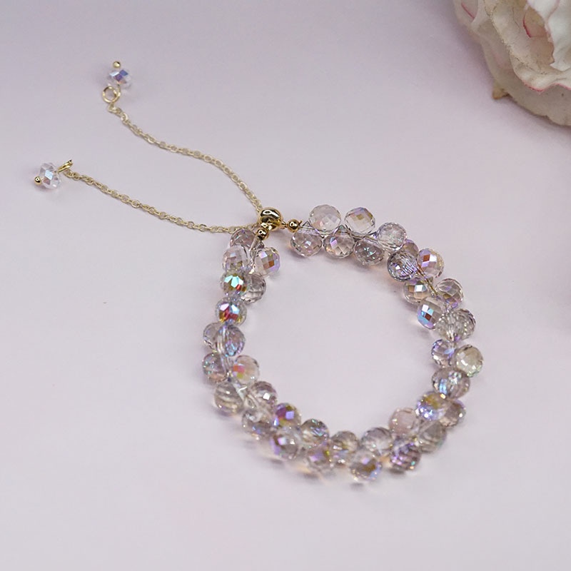 Vòng Tay Hai Lớp Đính Hạt Pha Lê Lấp Lánh Phong Cách Mori Dành Cho Nữ