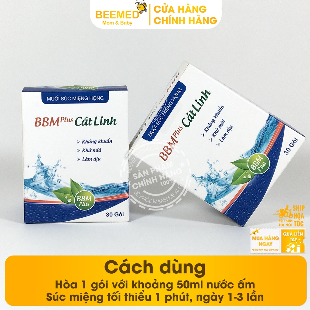 Muối súc miệng BBM Plus - Chính hãng muối Cát Linh xúc họng, vệ sinh miệng, giảm hôi miệng, ngừa sâu răng