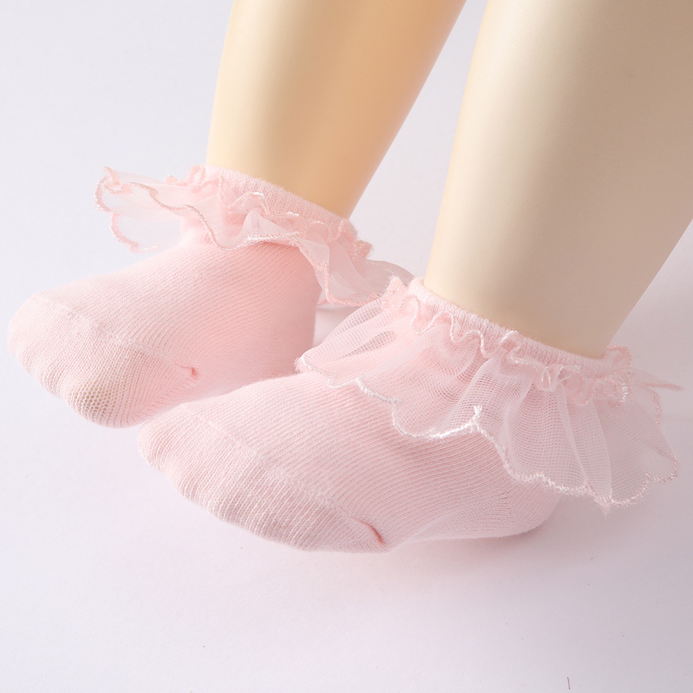 Vớ cotton phối ren thoáng khí dành thích hợp cho bé gái
