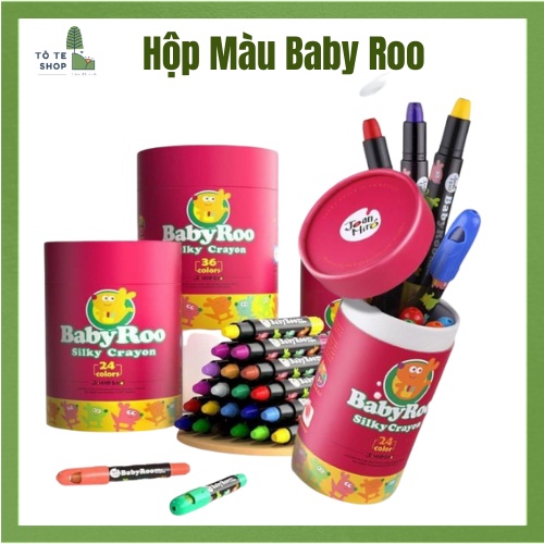 Màu vẽ Joan Miro , sáp màu lụa BabyRoo vẽ an toàn cho bé , bút tô màu không bám - dễ dàng lau sạch bẳng khăn