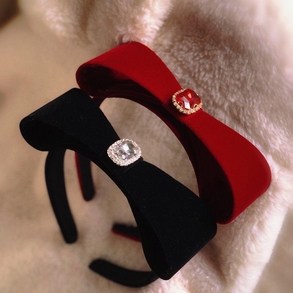 ANEMONE Băng Đô Nhung Thắt Nơ Họa Tiết Ngôi Sao Thời Trang Cổ Điển Dễ Phối Đồ Trang Điểm