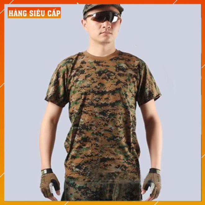 Áo Thun Nam Rằn Ri Lính Mỹ - Áo Phông Nam cotton Quân Đội