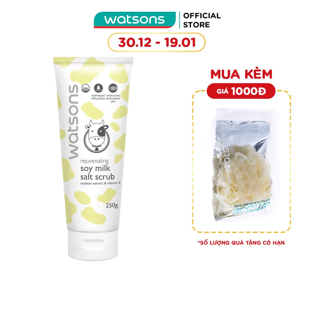 Tẩy Tế Bào Chết Watsons Rejuvenating Soy Milk Salt Scrub Chiết Xuất Đậu Nành 250g