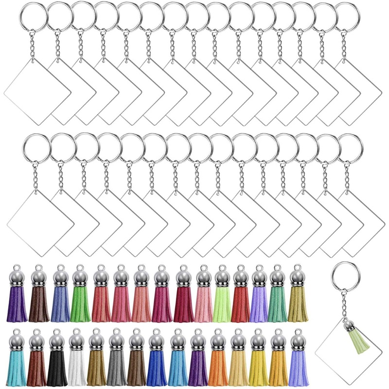 Set 90 / 120 Móc Khóa Tròn Bằng Acrylic
