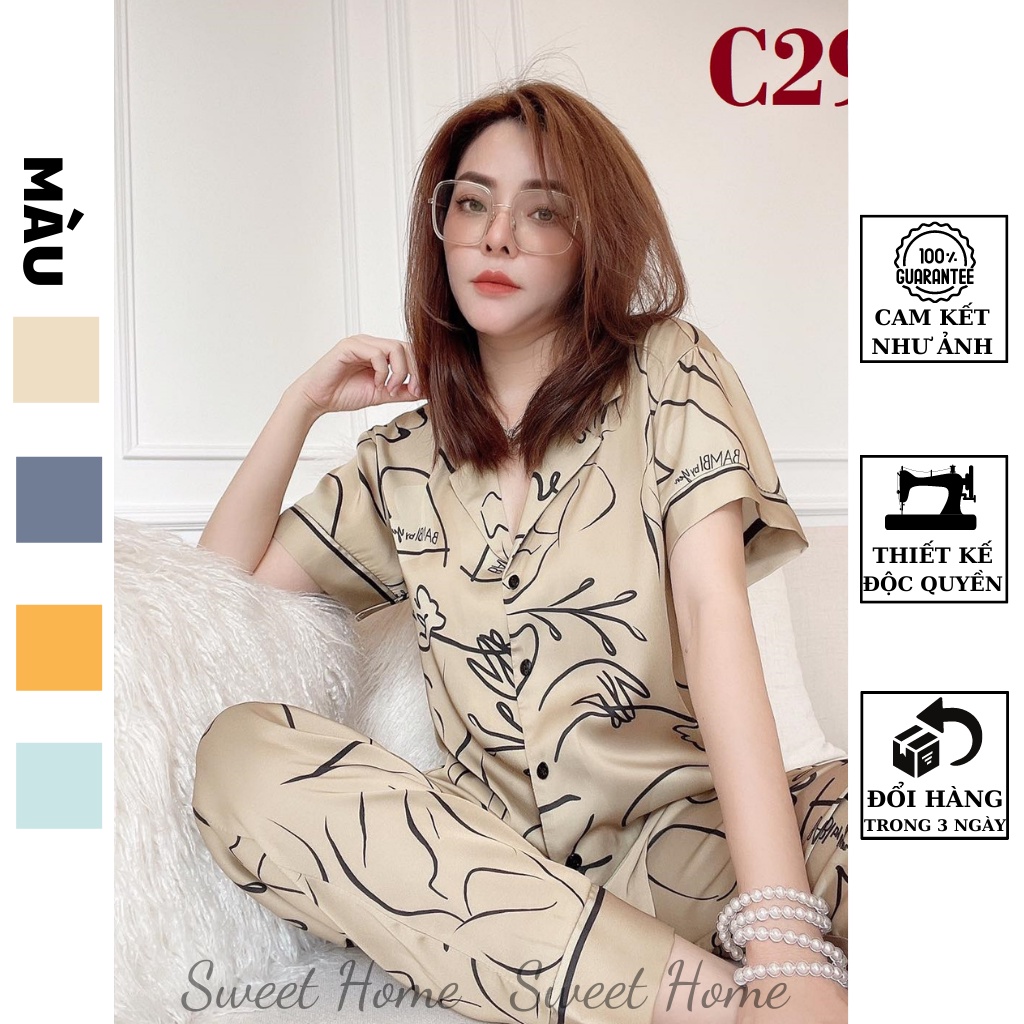 Đồ Bộ Pijama Họa Tiết Loang Lụa Cao Cấp Mềm Mịn Thoái Mái Thời Thượng SWEET HOME