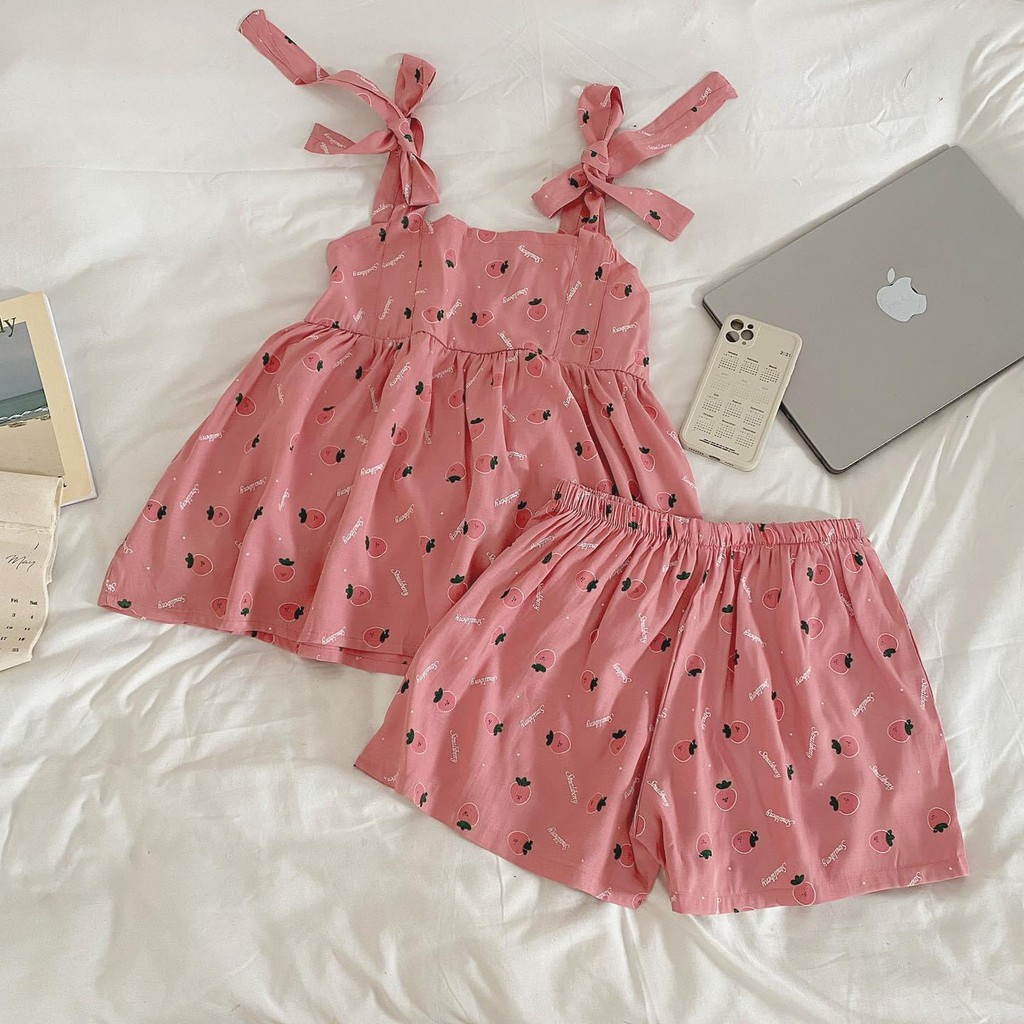 Set 2 dây vải đũi áo babydoll thun vintage | BigBuy360 - bigbuy360.vn