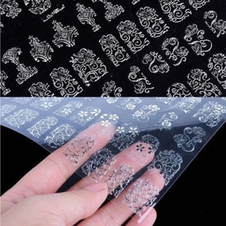 (Xả hàng) Miếng dán móng 3D màu bạc (tấm to 108 móng).
