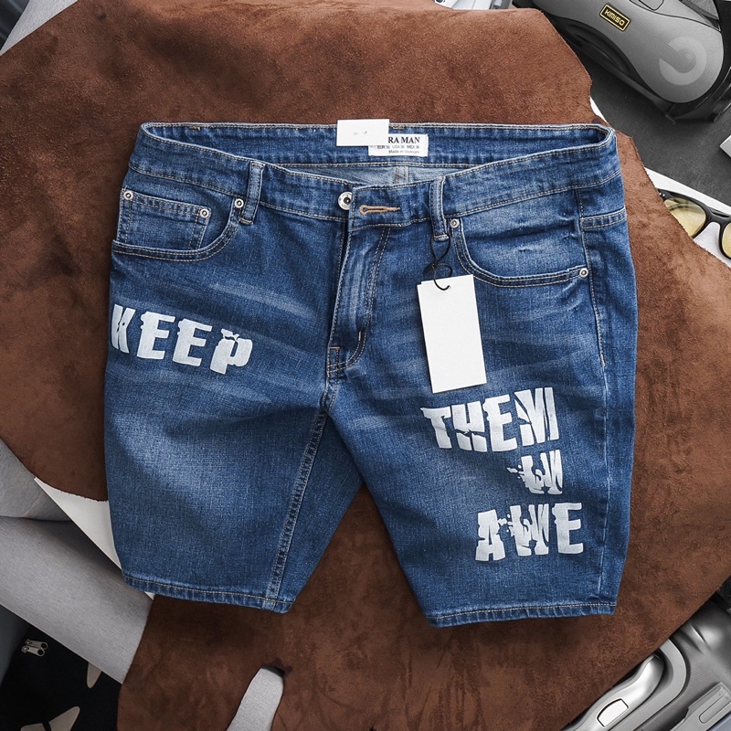 Quần Lửng Short Jean Nam màu nhạt chất bò cao cấp co giãn ôm nhẹ
