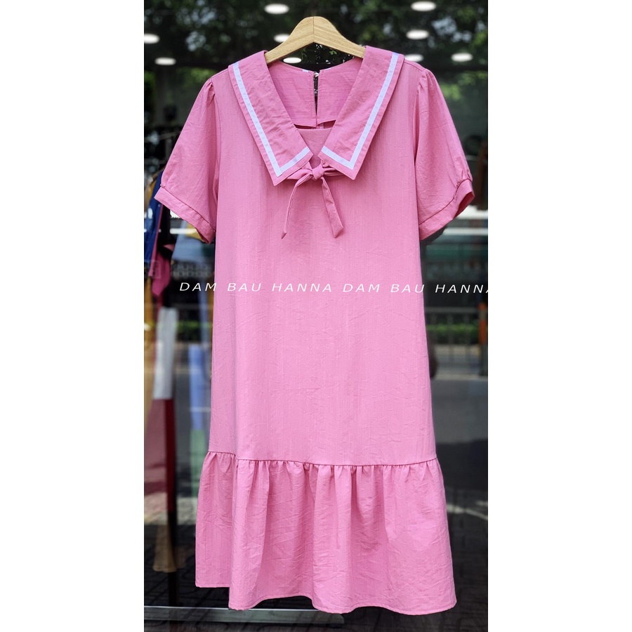 [HANNA SIZE 40-80KG] Đầm bầu công sở thiết kế cao cấp tùng đuôi cá dễ thương vải mềm mát ít nhăn có 2 túi bên sườn