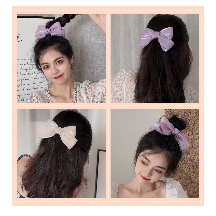 Kẹp tóc hình nơ bảng lớn làm bằng satin phong cách Nhật dành cho phái đẹp