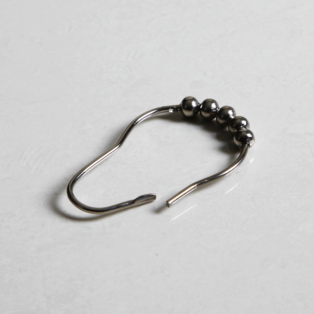 Bộ 12 Móc Treo Rèm Nhà Tắm Bằng Thép Không Gỉ Màu Đen