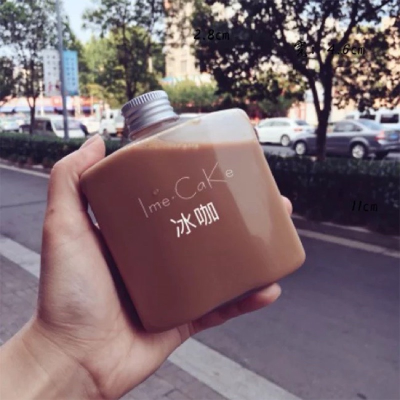 Chai thuỷ tinh vuông dáng dẹt 250ml nắp nhôm đựng cafe, nước ép...