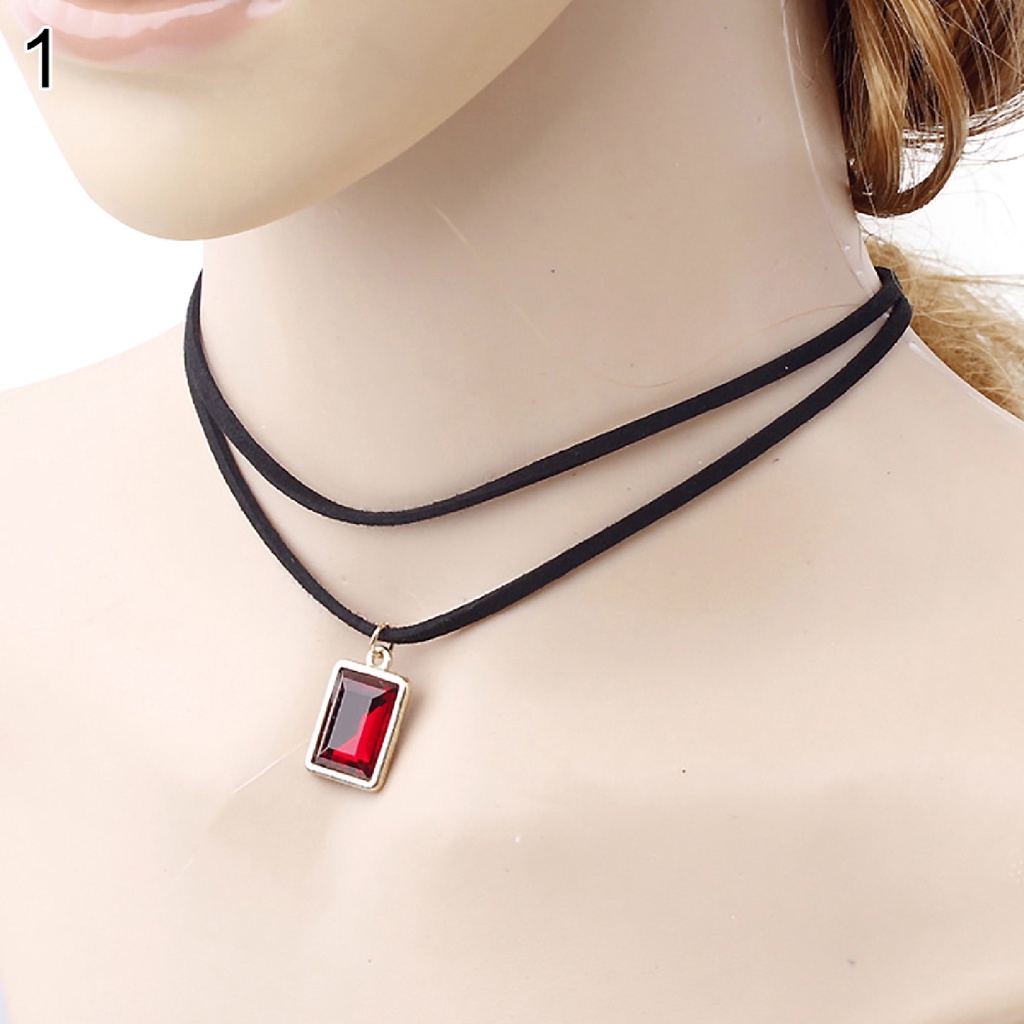 Vòng cổ choker vải nhung hai lớp màu đen