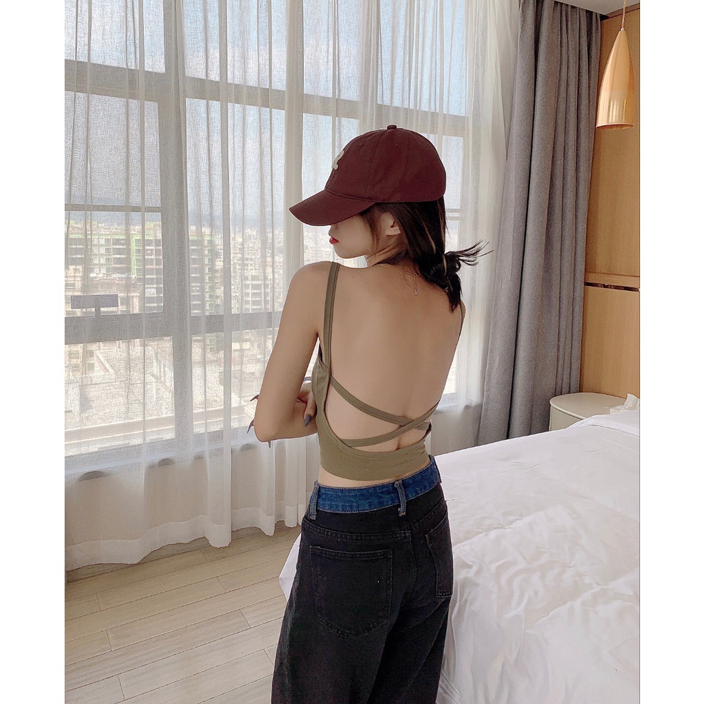 Áo Yếm Hở Lưng Có Mút Đệm Ngực Phong Cách Cơ Bản