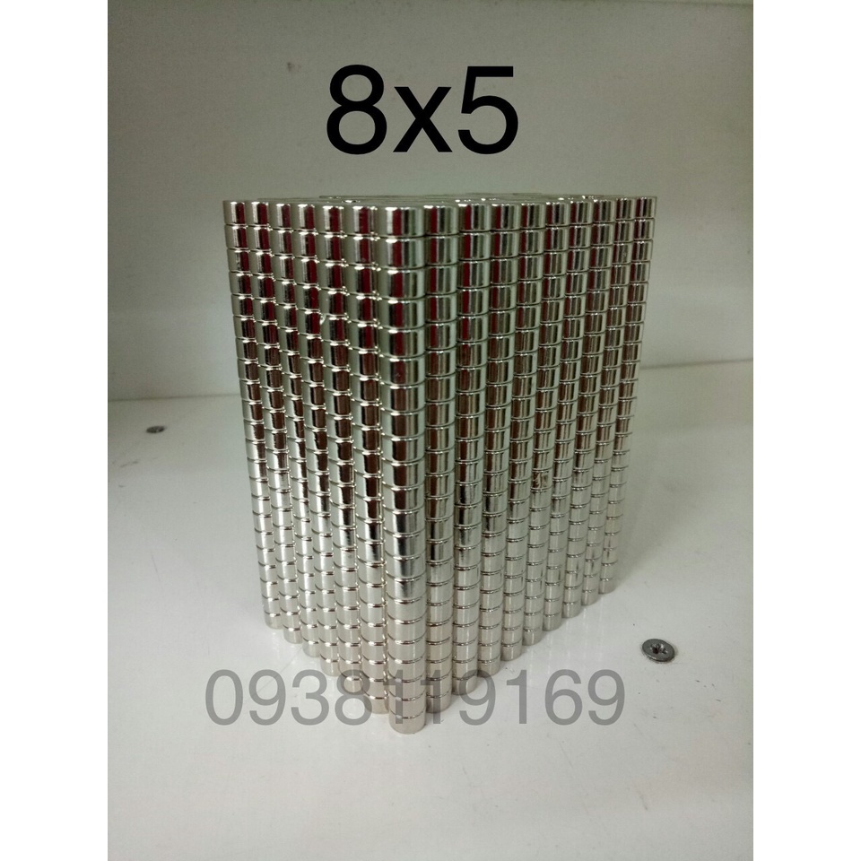 Nam châm đường kính 8mm , Nam châm vĩnh cửu viên tròn có nhiều độ dày