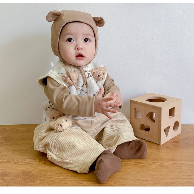 Áo Sweater Dệt Kim Sát Nách Kiểu Vintage Dễ Thương Cho Bé Sơ Sinh