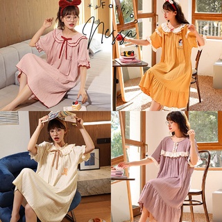 XẢ KHO 50K Pijama Váy Ngủ Nữ Mặc Ở Nhà Cộc Tay Mùa Hè Vải Cotton Co Giãn 4 Chiều Bộ Đồ Xuân Thu Đi Chơi Biển VN24