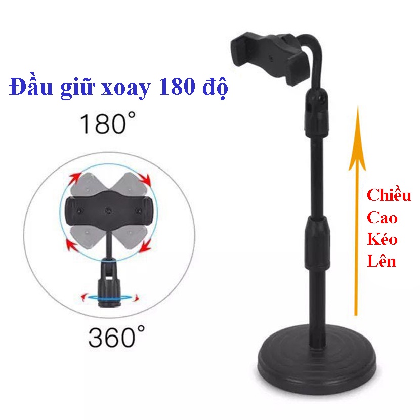 GIÁ SỈ Giá đỡ điện thoại để bàn tăng giảm chiều cao live stream livestream đỡ kẹp điện thoạI