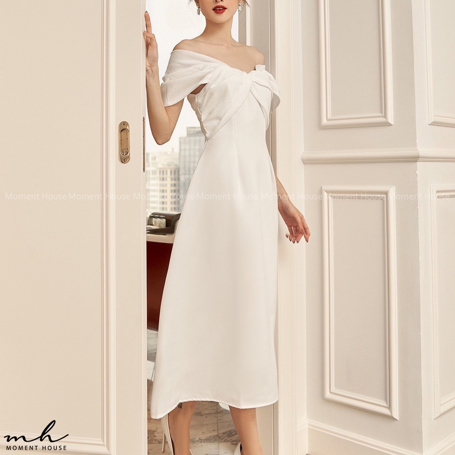 Đầm xòe phối xốp nhún xoắn v1, chân váy chất liệu tafta đứng form, hàng thiết kế phong cách sang chảnh