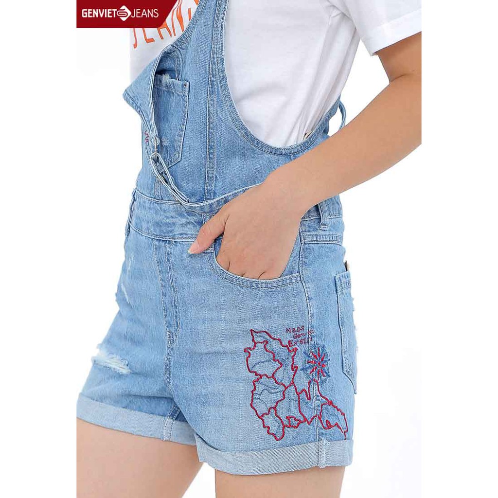 [Mã WABRLOW5 giảm 15% đơn 300K] Quần yếm short jeans nữ TY424J507 GENVIET | WebRaoVat - webraovat.net.vn