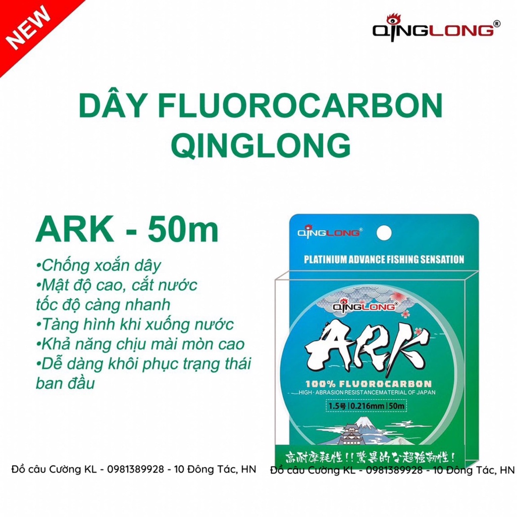 Cước Fluorocarbon QingLong câu cá ARK 50m