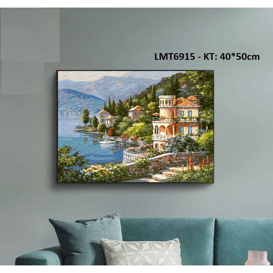 Tranh sơn dầu số hóa rẻ,đẹp-tranh tô màu theo số- tranh 2 nam thần , Tặng khăn,khung gỗ 40x50-Moonshop-T1