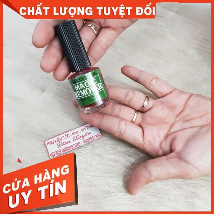 Dung dịch tẩy gel MAGIC REMOVER 15ML Chính Hãng sử dụng dễ dàng bong tróc tất cả các loại sơn gel nóng không bỏng móng