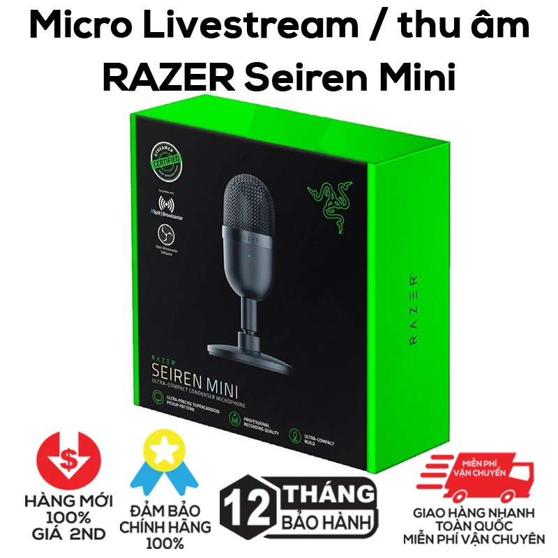 Micro thu âm Razer Seiren Mini Cho PC Laptop ghi âm điện thoại - Hàng chính hãng Razer Bảo hành 12 tháng