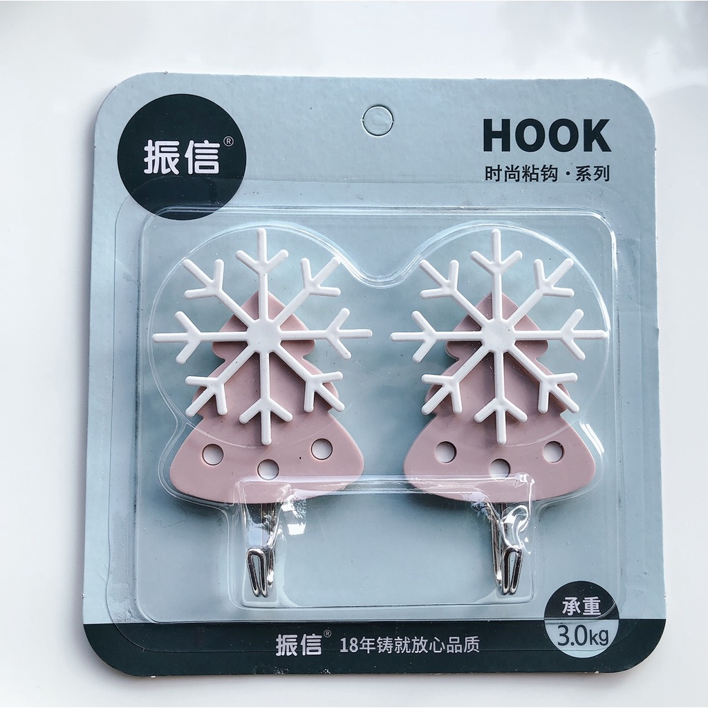Móc Dán Tường, Móc Dán Tường Siêu Dính Hình Bông Tuyết (1 Vỉ 2 Móc Treo)