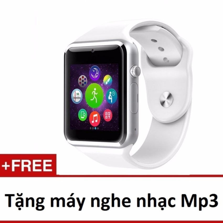 Đồng hồ đeo tay hỗ trợ sim A1 (trắng)+ tặng Máy nghe nhạc mp3