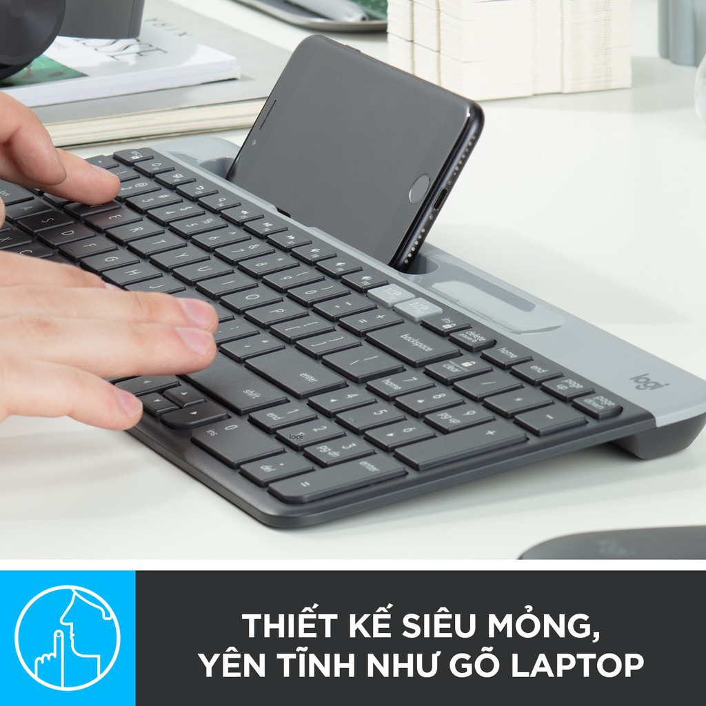 Bàn phím không dây bluetooth Logitech K580 Slim Multi device - Kết nối đa thiết bị - Bluetooth USB Unifying