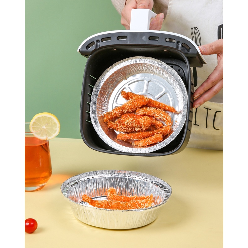 Set 50 Khay Giấy Bạc Lót Nồi Chiên Không Dầu Jodily Starhome Đường Kính 22Cm