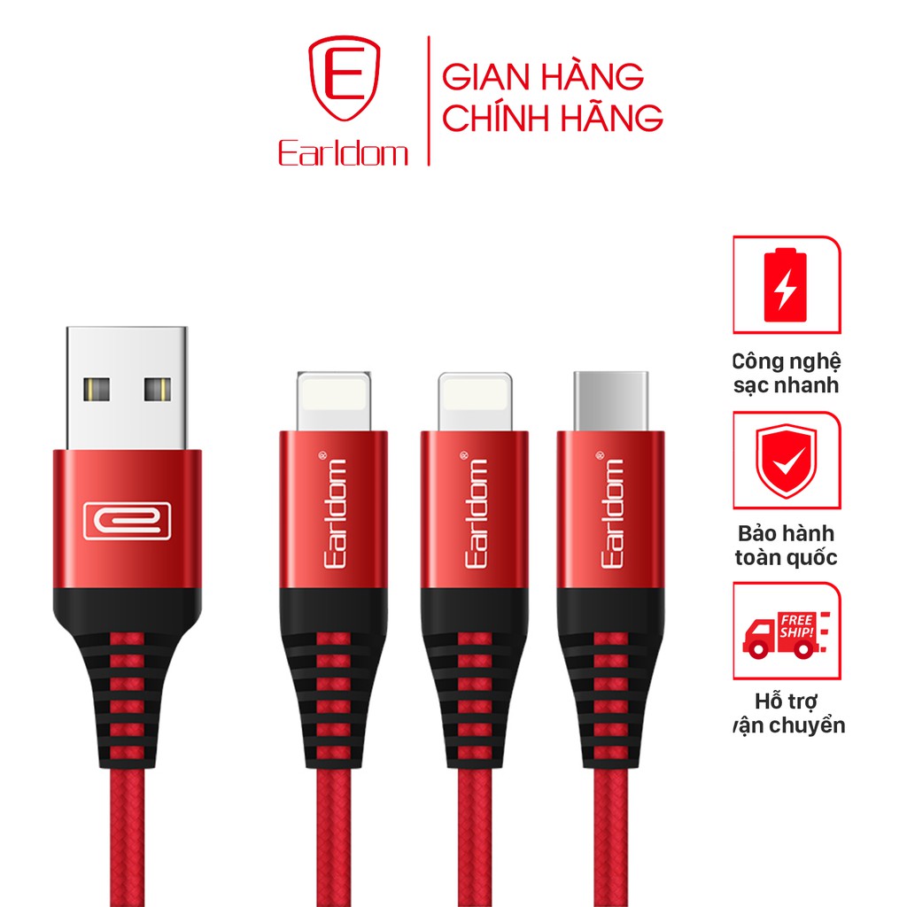 Cáp sạc dù, độ dài dây 20cm/2m/3m Earldom EC - 038M chính hãng
