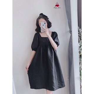 Đầm/Váy Dáng Babydoll Cổ Vuông Triết Eo Siêu Tôn Dáng, Đầm Tiểu Thư Dáng Vintage